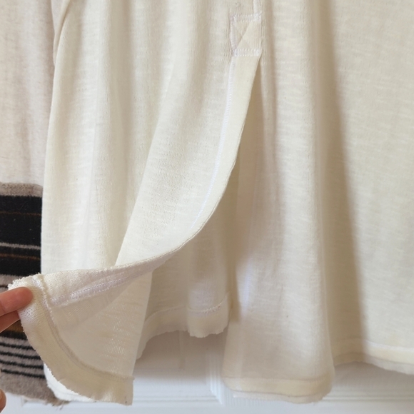 Free People Oversized Boat Neck Knit Cuff Long Raglan Sleeve Blouse Cream Small - Picture 12 of 14